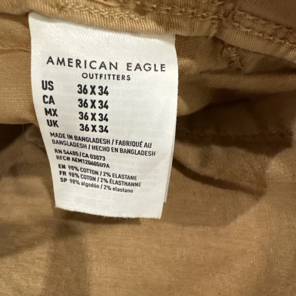 American Eagle Pants Mens Sz 36X34 Next Level Flex Slim Straight Chino Tan Khaki - Picture 5 of 11